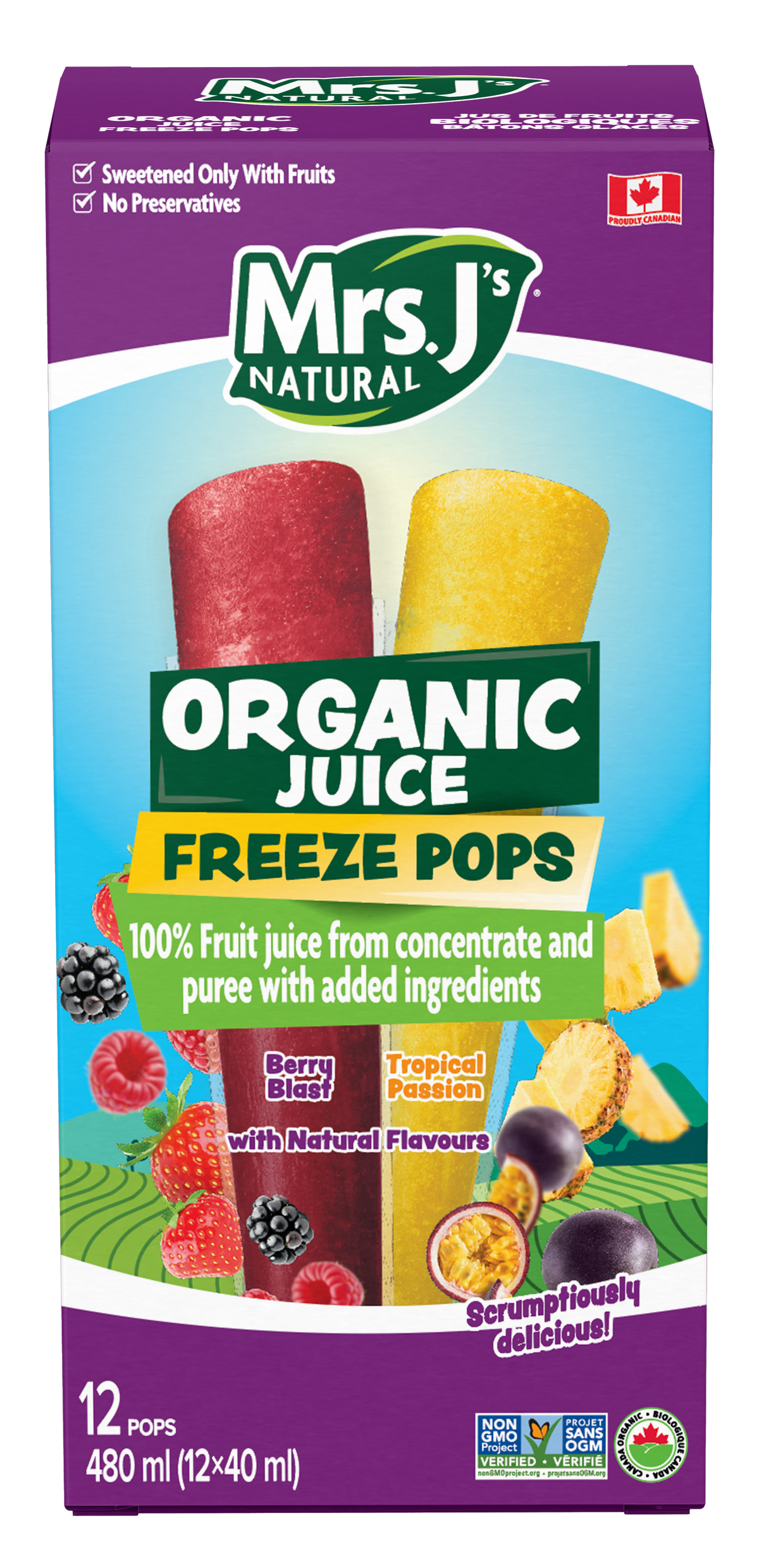 Mrs. J's Organic Juice Pops: Tropical Passion & Berry Blast